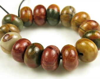 Lovely Red Cherry Creek Jasper Smooth Rondelle Bead - 8.5mm x 5mm - 15 beads - C5900