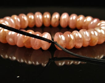 High Grade ~ Beautiful Highly Translucent Quality Natural Argentina Rhodochrosite Small Rondelle Bead - 5.5mm x 2.5mm - 30 beads - C4493