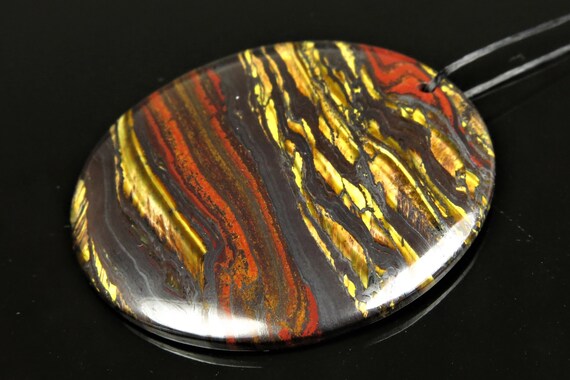 39mm x 15.5mm x 2.7mm Beautiful Tiger Iron Tiger Eye Earring Pair Pendants C1608