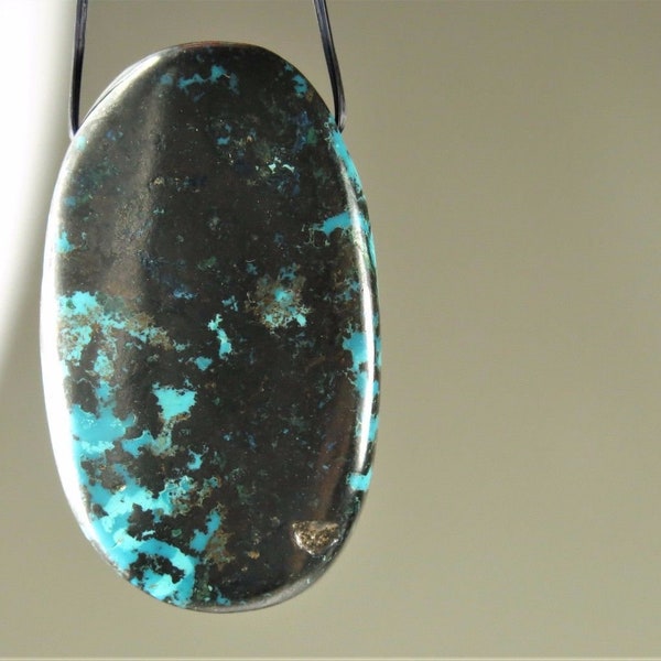 Vivid and Alluring ~  Chrysocolla Pendant with Cuprite Pendant  - 30mm x 18mm x 7mm - C0213