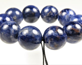 Beautiful Quality Sodalite Smooth Round Bead - close to 13mm - 10 beads - C5056