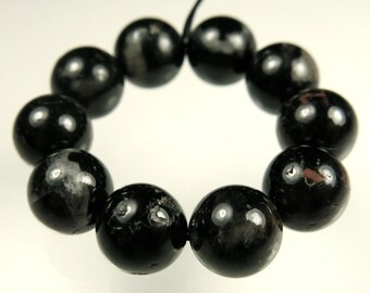 The LAST strands ~ SALE (15% off) ~ was 15.82 ~ Natural Black Tourmaline with White Quartz Round Bead ~ close to 10mm ~ 10 beads ~ D0028