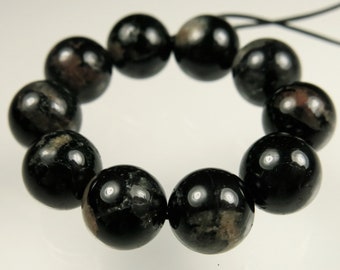 The LAST strands ~ SALE (15% off) ~ was 15.82 ~ Natural Black Tourmaline with White Quartz Round Bead ~ close to 10mm ~ 10 beads ~ D0029