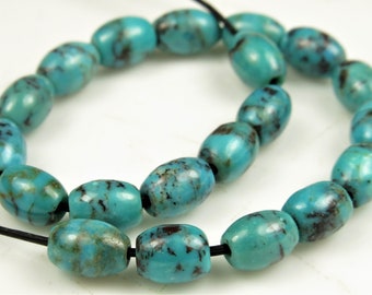 Small But Lovely ~ Natural Genuine Hu-Bei Turquoise Rice Bead - 6mm x 4mm - 20 beads - C5902