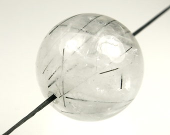 SALE (10% off) ~ was 9.99 ~ Clear Black Tourmaline in Quartz Large Round Bead ~ 20mm ~ D0017