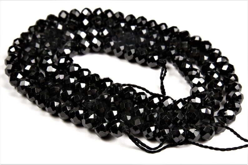 Rare /& Precious ~ Premium Quality Black Spinel Faceted Small Rondelle Bead 3.8 x 2.8 mm C1561 15.5 Strand