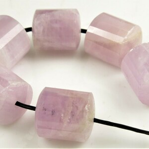 BARGAIN (10% off) ~ originally 18.78 ~ Violet Beauty ~Rare Valuable Natural Kunzite Multi-Sided Cylindricals- 9.5mm x 8.5mm - 6 beads- C5533