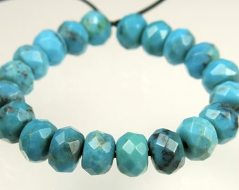 LAST Strand Sale (10% off) ~ was 16.57 ~ Beautiful Natural Genuine Hu-Bei Turquoise Rondelle Bead - 6mm x 4mm - 20 beads - D0024