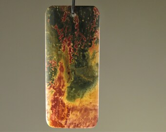 Fall Colors ~ Beautiful Large Scenic Red Cherry Creek Jasper Rectangle Pendant - 61mm x 26mm x 7mm - B9566