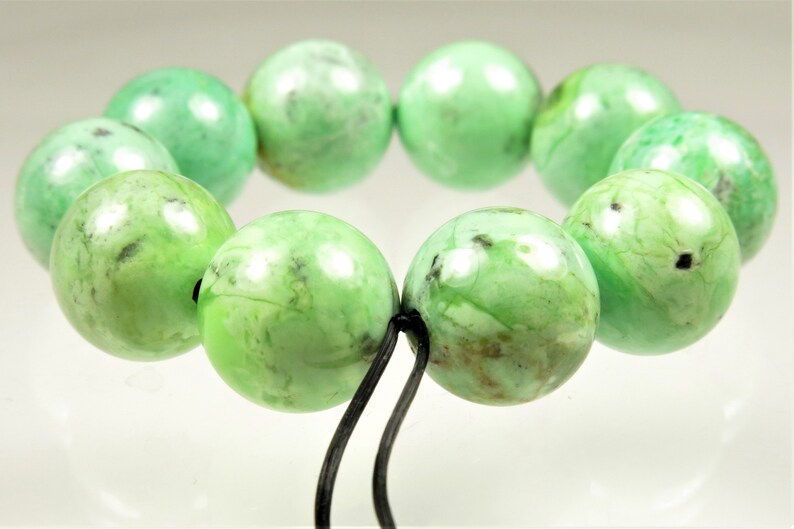 ~ was 25.00 ~ Unusual Green ~ Unusual Beauty ~ Natural Genuine African Variscite Round Bead ~ 10mm ~ 10 beads ~ C5129 5% off SALE