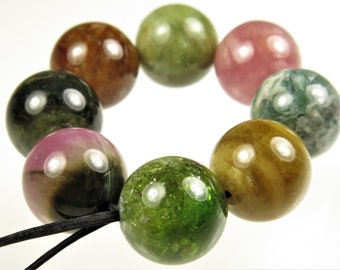 High Grade ~ So Beautiful High Quality Multi-Color Natural Genuine Tourmaline Round Bead ~ 10mm ~ 8 beads ~ C4579