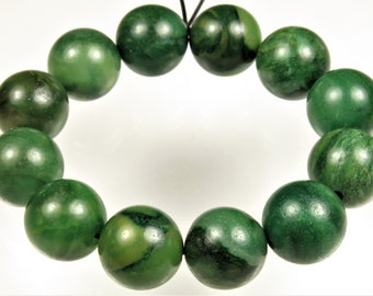 So Luscious ~ Natural African Green Jade Round Bead - 10.5 mm ~ 12 beads ~ C5856