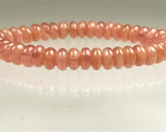 High Grade ~ Beautiful Highly Translucent Quality Natural Argentina Rhodochrosite Small Rondelle Bead - 5.5mm x 2.5mm - 40 beads - C4495