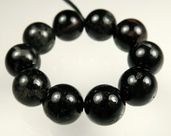 The LAST strands ~ SALE (15% off) ~ was 15.82 ~ Natural Black Tourmaline with White Quartz Round Bead ~ close to 10mm ~ 10 beads ~ D0027