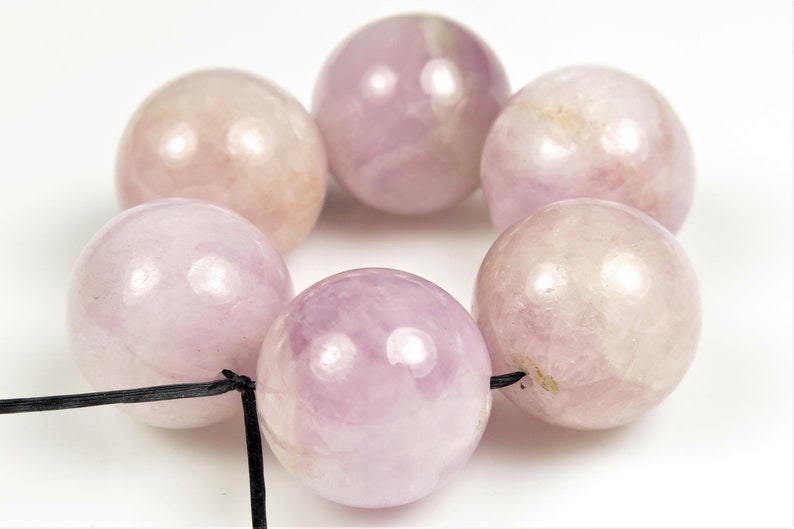 originally 19.48 BARGAIN 6 beads B9546 Charming Violet Beauty ~ Rare Valuable Natural Lilac Kunzite Large Round Bead close to 14mm