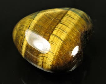 Beautiful Chatoyant Golden Tiger Eye Puffy Heart Cabochon - 25.5mm x 27mm x 13.5mm - B7667