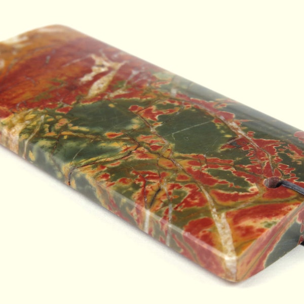 Fabulous Scenic Red Cherry Creek Jasper Large Rectangle Pendant - 60mm x 28mm x 6.5mm - A7871