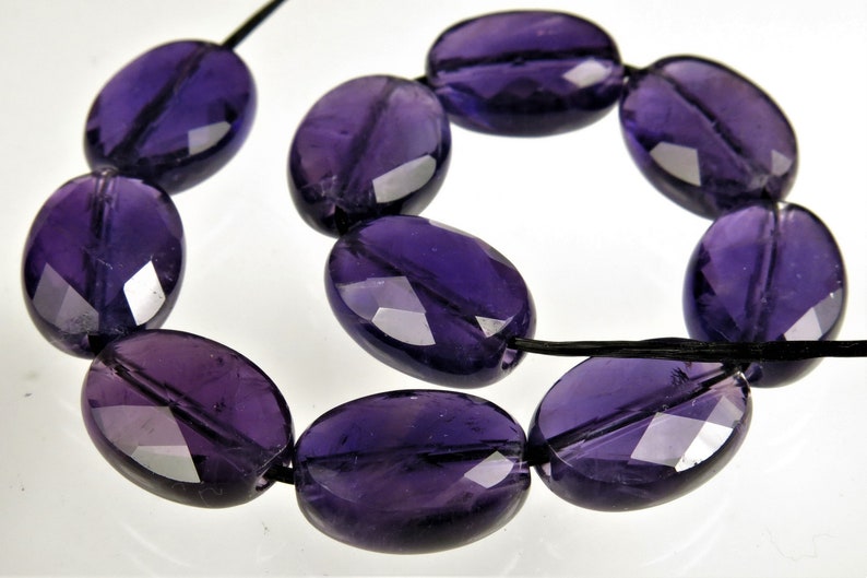High Grade ~ Quality Deep Purple Amethyst Faceted Small Oval Bead 11mm x 8mm x 5mm C3096 10 beads