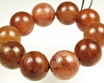 Beautiful ~ Natural Red Phantom Quartz Round Bead from Madagascar - 10.5 mm - 10 beads - C5887