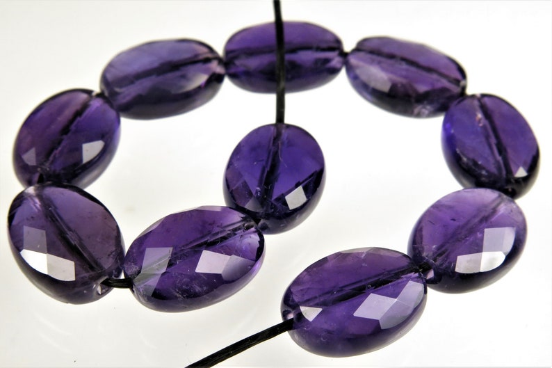 High Grade ~ Quality Deep Purple Amethyst Faceted Small Oval Bead 11mm x 8mm x 5mm C3096 10 beads