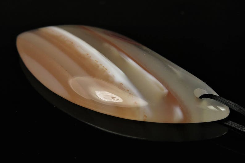 Sweet ~ Brazilian Chalcedony Banding Agate Pendant B7797 46mm x 20mm x 6.3mm