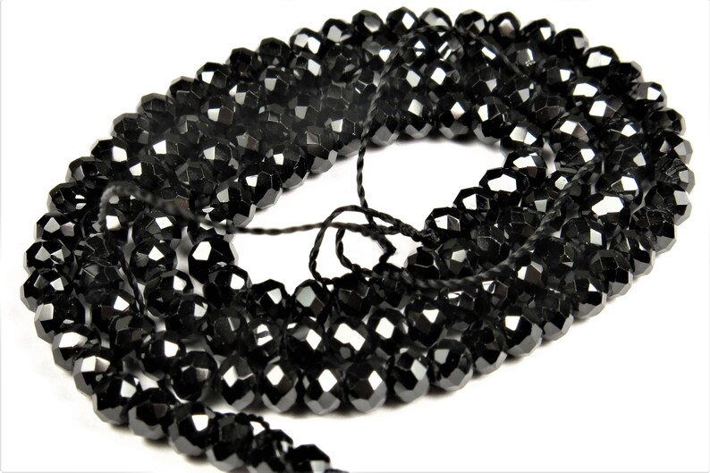 Rare /& Precious ~ Premium Quality Black Spinel Faceted Small Rondelle Bead 3.8 x 2.8 mm C1561 15.5 Strand