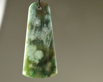 Unique & Beautiful ~ Large Green Moss Agate Pendant - 58 mm x 27 mm x 6.4mm - B9564