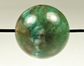 So Beautiful ~ Natural Chrysocolla with Malachite Cuprite Large Round Bead (from Peru)  - 16.2mm - C5386