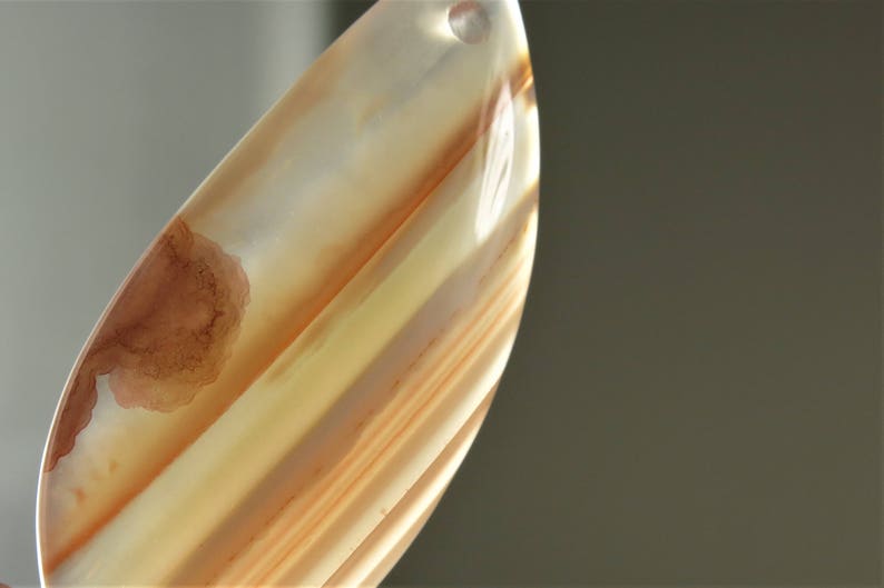 Sweet ~ Brazilian Chalcedony Banding Agate Pendant B7797 46mm x 20mm x 6.3mm