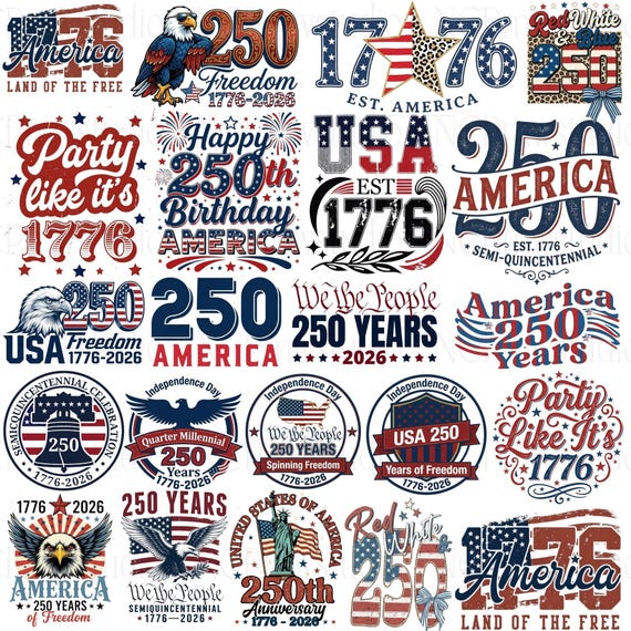 Bundle 250th Anniversary Png, Patriotic Eagle Png 1776-2026, Semiquincentennial Png, Retro USA 250th Png, 4th Of July Png Bundle,Freedom Png