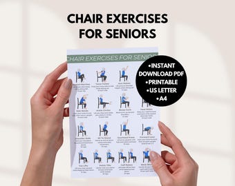 Chair Exercises For Seniors Printable | Gentle Workout Chart | Seated Chair Exercises Poster | Low Impact Full Body Routine