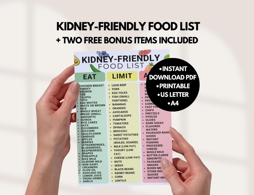 Kidney Disease Food List Printable Kidneyfriendly Food Chart