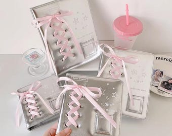 Leather Kpop Photocard Binder | Silver Ballet Lace Collect Book