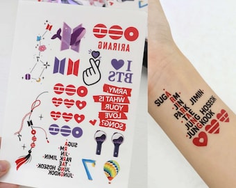 Tatuagem Temporária Arirang | Produtos da Turnê Arirang | Tatuagem Falsa Army Bomb | Roupa para Show de K-pop | Presente para Fãs | Presente para ARMY