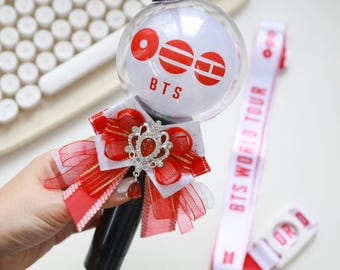 Handmade Army Bomb Bow | Red and White Kpop Lightstick Ribbon Decor