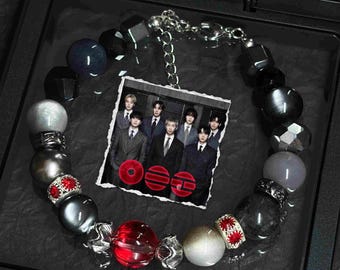 ARIRANG Charm Bracelet | Red & Black Beaded Kpop Bracelet | Kpop Jewelry | ARMY Merch Gift | Custom Arirang Concert Accessory