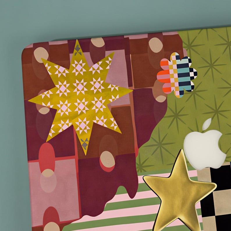Patchwork Pattern MacBook Protective Hard Case for 2026 Neo 13 Air 15/13, MacBook Pro 16/15/14/13 Inch A3449 M5 M4 M3 M2 M1 Laptop Cover image 5
