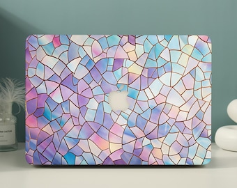 Capa protetora rígida para MacBook com estampa de vitral em tons pastel, compatível com MacBook Neo 13, MacBook Air 15/13 e MacBook Pro 16/15/14/13 polegadas (modelos A3449, M5, M4, M3, M2 e M1).