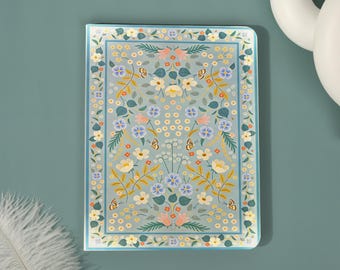 Capa vintage azul floral para iPad, compatível com iPad Air 8-11"/13" (2026), iPad Pro 11/13", iPad 7/8/9 e iPad Mini, com suporte para Apple Pencil.