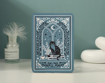 Capa para Kindle Celestial Black Cat com alça de mão para Paperwhite 12ª geração (7"), 11ª geração (6,8"), Kindle 2024 Colorsoft, Kindle 12ª/11ª/10ª geração, capa para Kobo Clara
