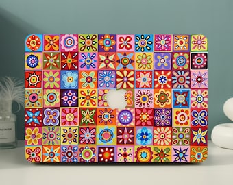 Capa protetora rígida com estampa floral colorida para MacBook Neo 13 2026, MacBook Air 15/13, MacBook Pro 16/15/14/13 polegadas A3449 M5 M4 M3 M2 M1.