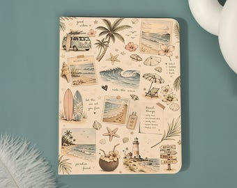 Capa para iPad com estampa de diário de praia para iPad Pro 2025-11/13", novo iPad Air 7-11"/13" 2026 2025, iPad 7/8/9ª geração, capa para iPad Mini com suporte para Apple Pencil.