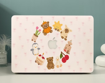 Capa protetora rígida com estampa de colagem de brinquedos fofos para MacBook Neo 13 Air 15/13 e MacBook Pro 16/15/14/13 polegadas (modelos A3449, M5, M4, M3, M2 e M1).