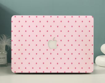 Capa protetora rígida rosa com bolinhas para MacBook Neo 13 2026, MacBook Air 15/13, MacBook Pro 16/15/14/13 polegadas A3449 M5 M4 M3 M2 M1.