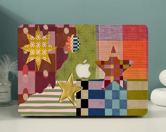 Capa protetora rígida com estampa patchwork para MacBook Neo 13 2026, MacBook Air 15/13, MacBook Pro 16/15/14/13 polegadas A3449 M5 M4 M3 M2 M1.