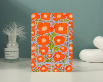 Capa floral laranja para Kindle com alça de mão para Paperwhite 12ª geração (7"), 11ª geração (6,8"), Kindle 2024 Colorsoft, Kindle 12ª/11ª/10ª geração, capa para Kobo Clara.