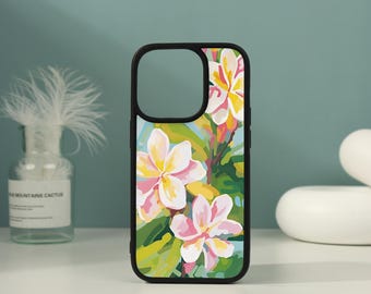 Capa para celular Pink Plumeria para os novos iPhones 17 Pro Max, 17 Air, 17 Pro, 16/15/14/13/12 Pro Max, 16, 15, 14 Plus, 16e, 12/13 mini, XS, X, XR e SE.