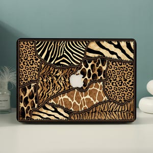Beschermende harde hoes met dierenprint en patchwork voor Macbook 2026 Neo 13 Air 15/13, Macbook Pro 16/15/14/13 inch A3449 M5 M4 M3 M2 M1 laptophoes