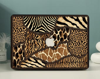 Capa protetora rígida para MacBook com estampa animal patchwork, compatível com MacBook Air 15/13 (2026), MacBook Pro 16/15/14/13 polegadas (A3449, M5, M4, M3, M2, M1).