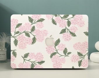 Pink Hydrangea Macbook Protective Hard Case for 2026 Neo 13 Air 15/13, Macbook Pro 16/15/14/13 Inch A3449 M5 M4 M3 M2 M1 Laptop Cover